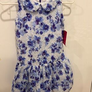 Pink Platinum Blue and White Floral Lace Dress
